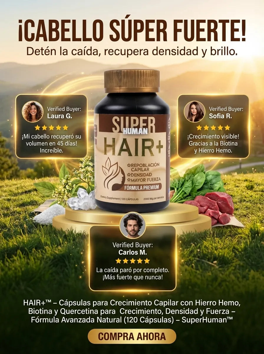 Hair + Crecimiento y Densidad con Biotina y Hierro Hemo (120 Cáps.)
