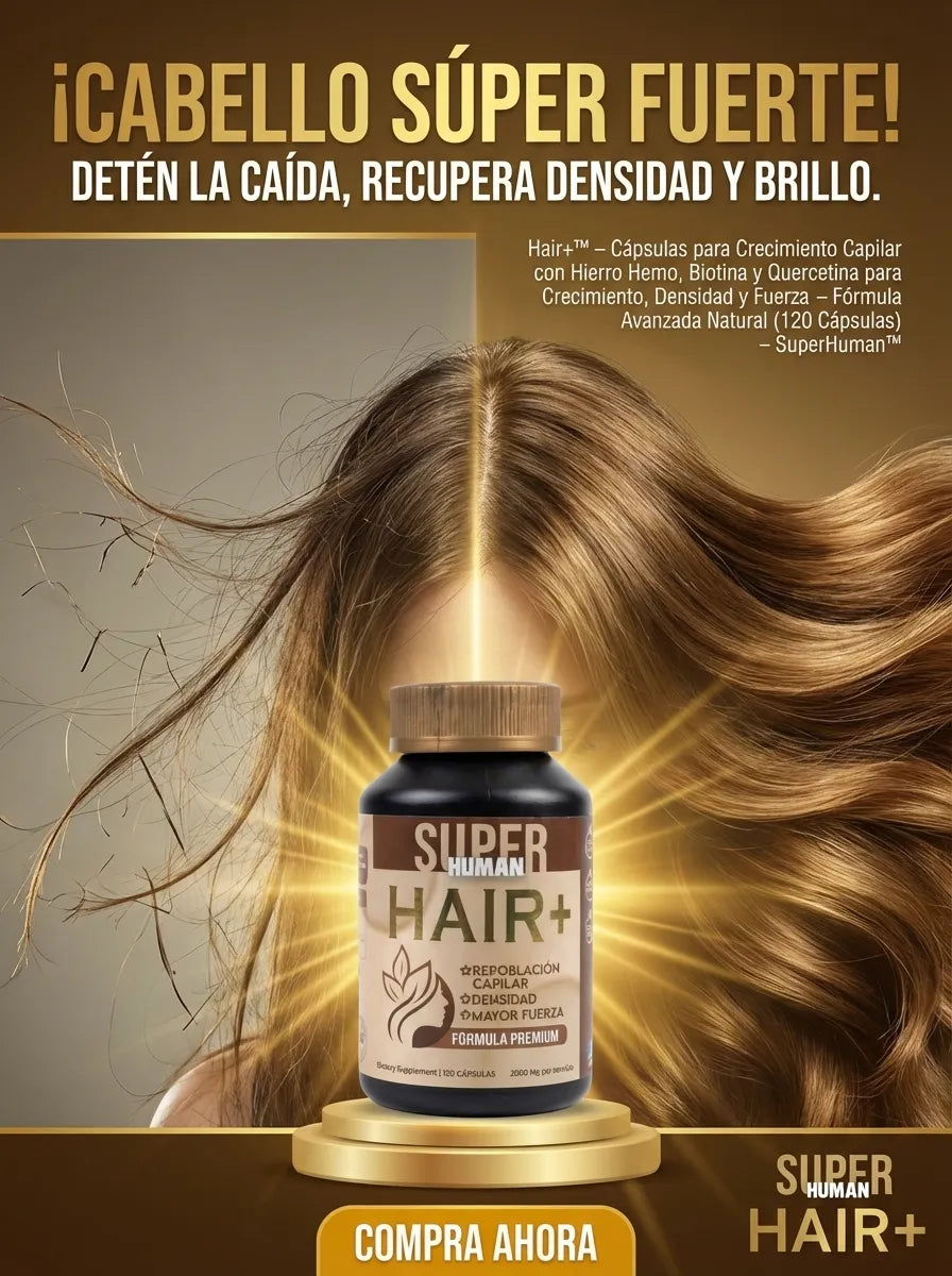 Hair +   Crecimiento y Densidad con Biotina y Hierro Hemo (120 Cáps.)