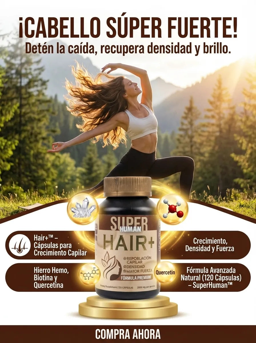 Hair +   Crecimiento y Densidad con Biotina y Hierro Hemo (120 Cáps.)