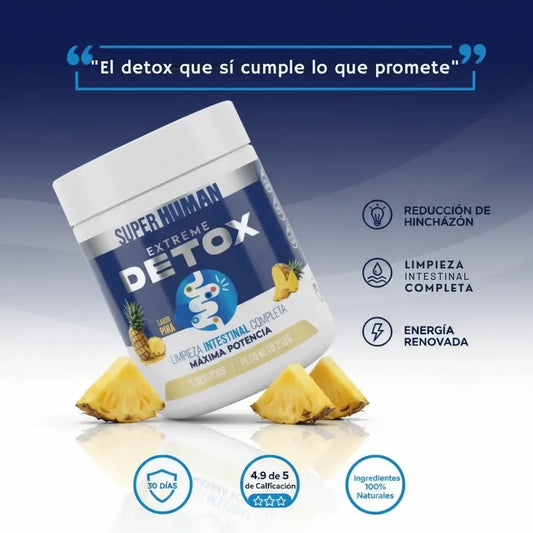 Extreme Detox Colon Cleanse - Detox Natural con Probióticos para Limpieza Intestinal Completa y Reducción de Hinchazón (250 g) – SuperHuman